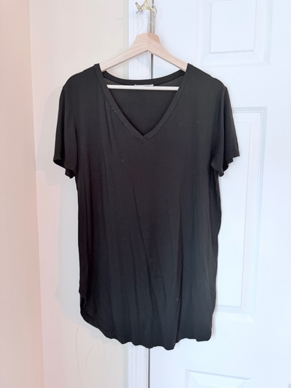 Black V-Neck Women's Top